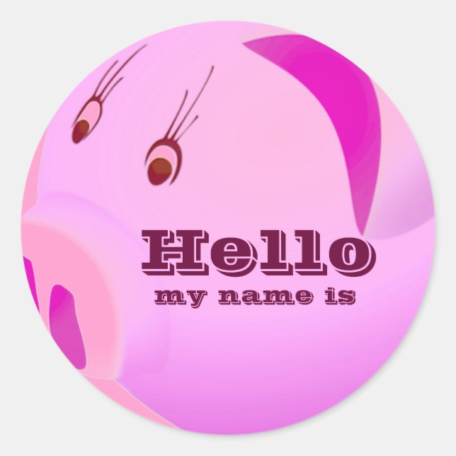 Pink Love,Hello my name is.._ Classic Round Sticker (Front)