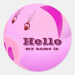 Pink Love,Hello my name is.._ Classic Round Sticker