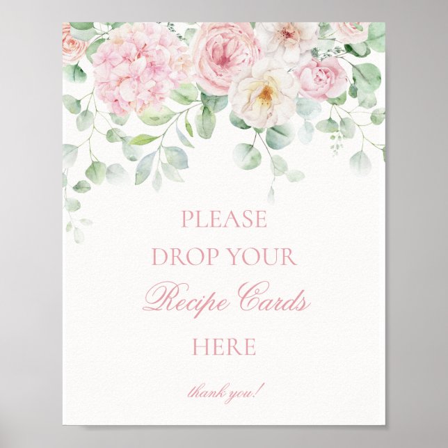 Pink Love in Bloom Floral Hydrangea Share a Recipe Poster (Front)