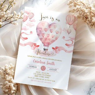 Pink Love Is An Adventure Air Balloon Shower Invitation