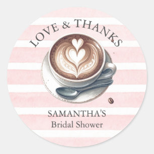 Pink Love Is Brewing Bridal Shower Theme Stickers