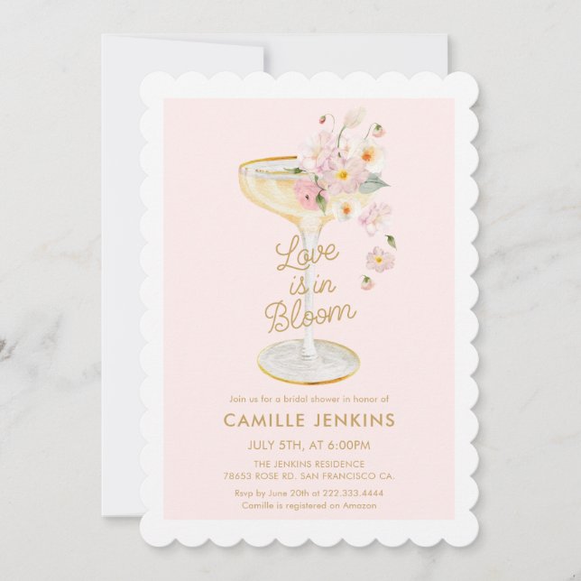 Pink Love is in Bloom Bridal Shower Invitation (Front)