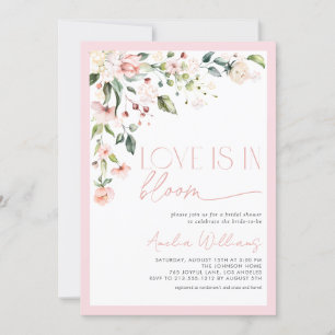 Pink Love is in Bloom Watercolor Floral Invitation