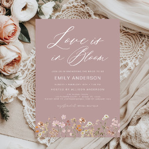Pink Love is in Bloom Wildflower Bridal Shower Invitation