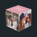 Pink Love is Love Gold Confetti - Wedding Photos Cube<br><div class="desc">Photo cube with room for four of your wedding photos,  with love is love written on a pink background decorated with faux gold confetti.</div>