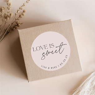 Pink Love is Sweet Wedding Favour Classic Round Sticker