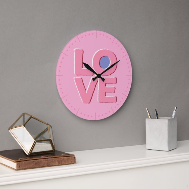 Pink LOVE - Large Clock (Office)