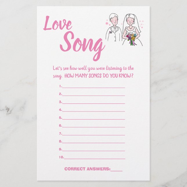 PINK LOVE, LOVE SONG SHOWER GAME CARD (Front)