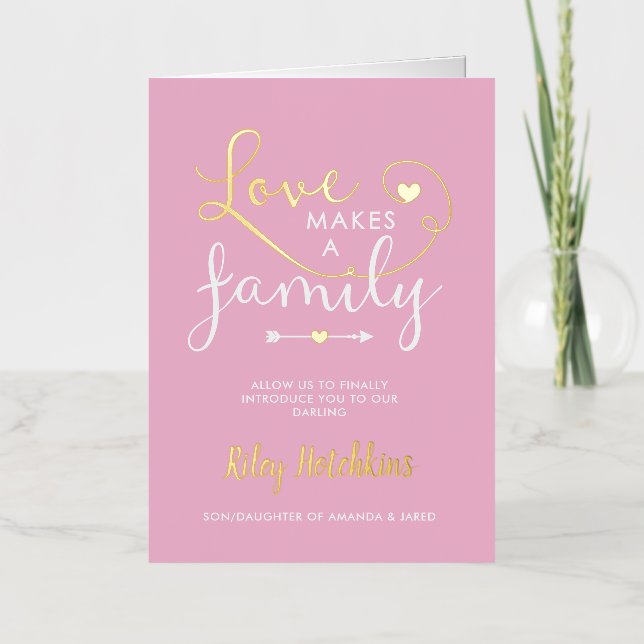 Pink Love Makes A Family Adoption Announcement (Front)
