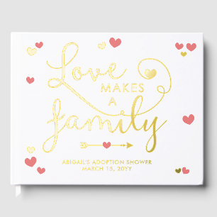 Pink Love Makes A Family Girl Adoption Shower Guest Book