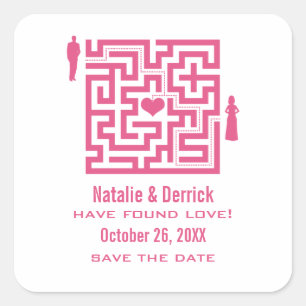 Pink Love Maze Save the Date Stickers
