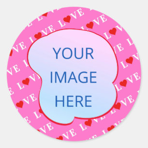Pink LOVE Modern Chic Classic Round Sticker