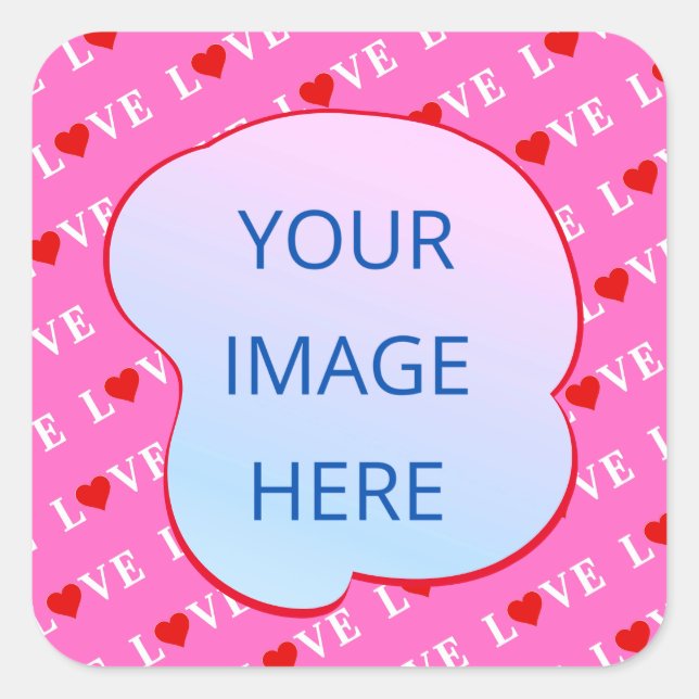 Pink LOVE Modern Chic Square Sticker (Front)