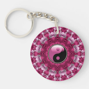 Pink Love New Age YinYang  Geometric Key Ring