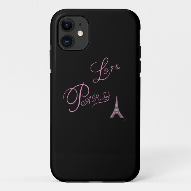 Pink-Love-Paris-Eiffel-Tower-Unique Case-Mate iPhone Case (Back)