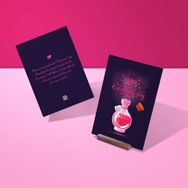 Pink Love Potion Bottle Happy Valentine's Day Card (Creator Uploaded)