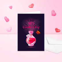 Pink Love Potion Happy Valentines Day Folded Card