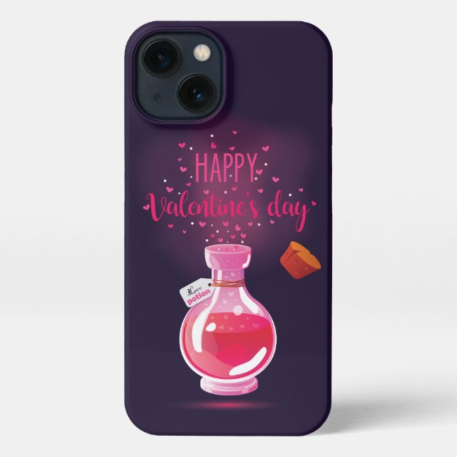 Pink Love Potion Happy Valentine's Day iPhone Case (Back)