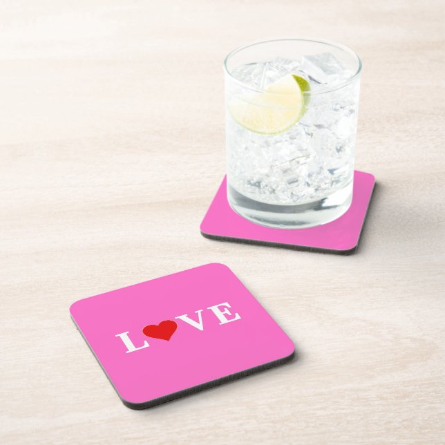 Pink LOVE Romantic Elegant Coaster (Right Side)
