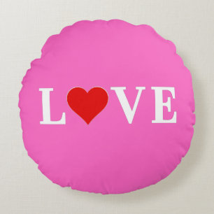 Pink LOVE Romantic Elegant Round Cushion