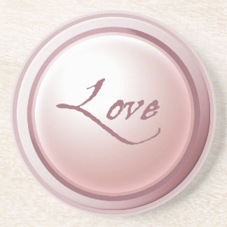 Pink Love Round Sandstone Drink Coaster