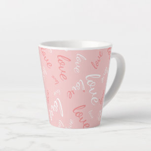 Pink Love Script Handwritten Typography Romantic Latte Mug