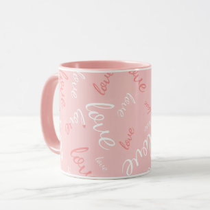 Pink Love Script Handwritten Typography Romantic Mug