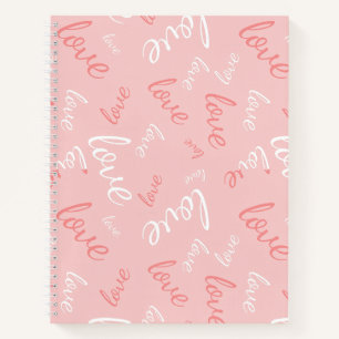 Pink Love Script Handwritten Typography Romantic Notebook