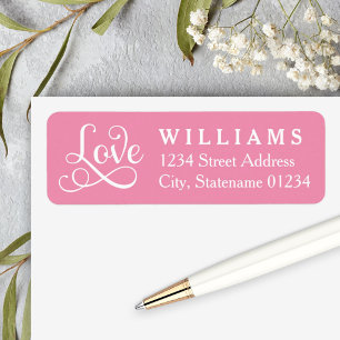 Pink Love Script Wedding Return Address