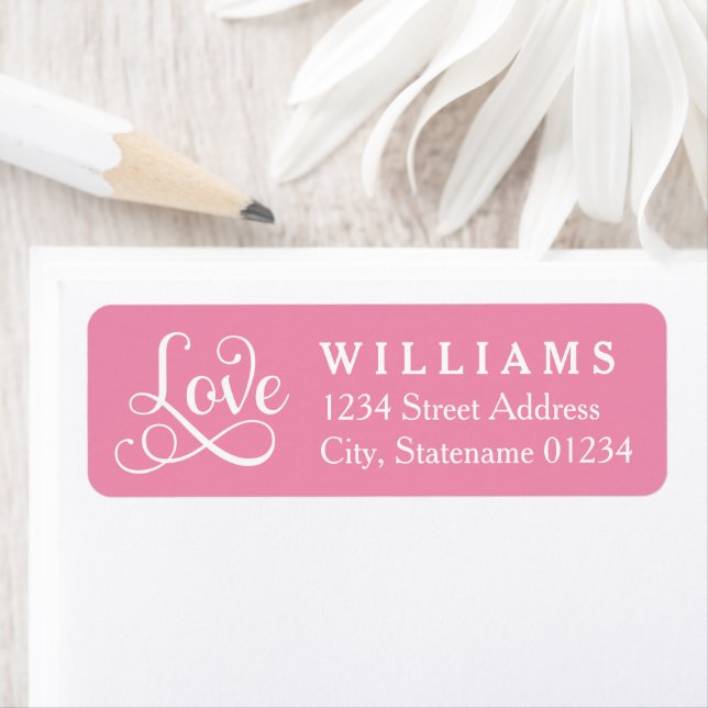 Pink Love Script Wedding Return Address (Insitu)