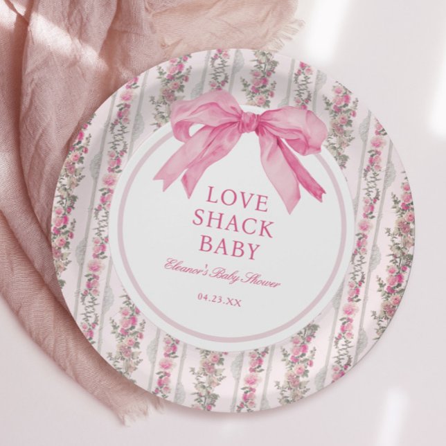 Pink Love Shack Baby Shower Table Paper Plate (Creator Uploaded)