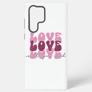 Pink "Love" Stacked Bubble Font Samsung Galaxy Case