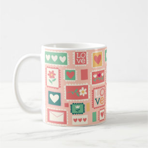 Pink Love Stamps Floral Classic Mug