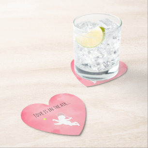 Pink Love Tennis Cupid Paper Coaster