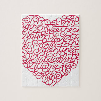 Pink Love Text Heart Jigsaw Puzzle