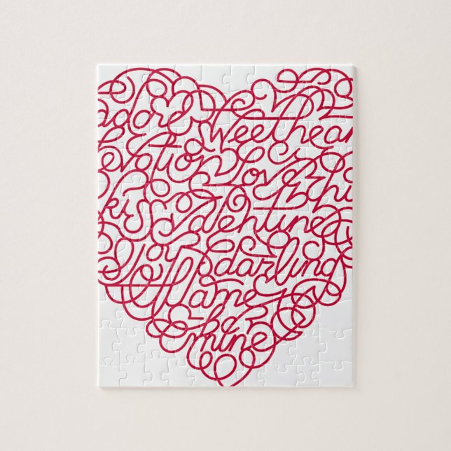 Pink Love Text Heart Jigsaw Puzzle (Vertical)