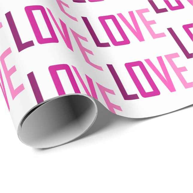 Pink Love Typography  pattern Wrapping Paper (Roll Corner)