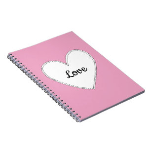 Pink Love with White Heart Notebook