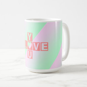 Pink Love you crossword Pastel Valentine Day   Coffee Mug
