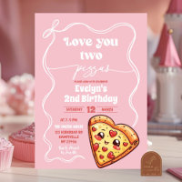 Pink Love You Two Pizzas Bow Second Birthday Party