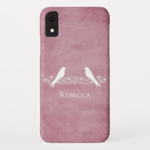 Pink Lovebirds Floral Vine iPhone Case