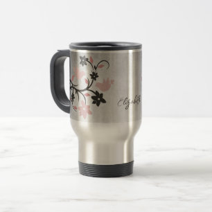 Pink Lovebirds Personalised Travel Mug
