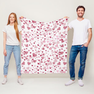 Pink Lovely Hearts Pattern Fleece Blanket