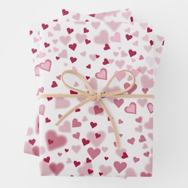  Pink Lovely Hearts Pattern  Wrapping Paper Sheet (In situ)
