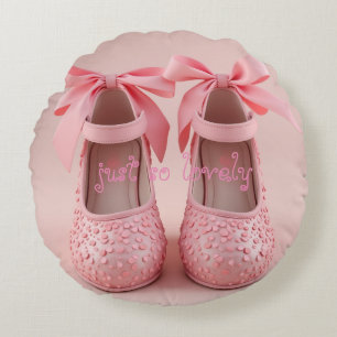 pink lovely shoes round cushion