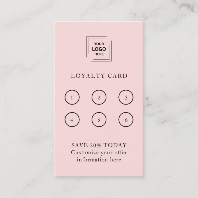 Pink Loyalty Reward Customer Retention Style Card (Front)