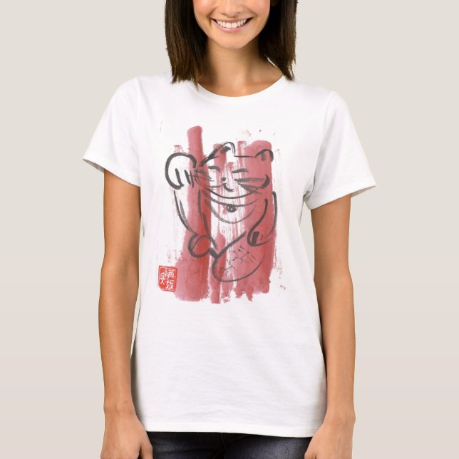 Pink Lucky Cat Baby Tee (Front)