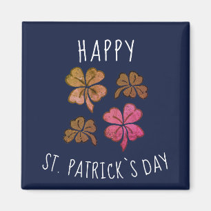 Pink Lucky Shamrock Clover Happy St. Patrick`s day Magnet