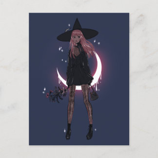Pink Luna Witch  Postcard