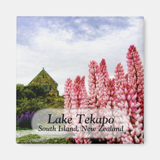 Pink Lupins @ Lake Tekapo New Zealand Magnet (Front)